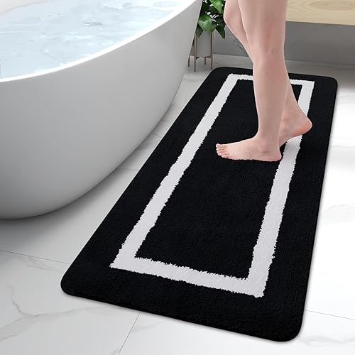 Kitinjoy Tapete de baño de lujo, tapete de baño de microfibra ultra suave que absorbe el agua, tapete de baño de felpa lanudo antideslizante,