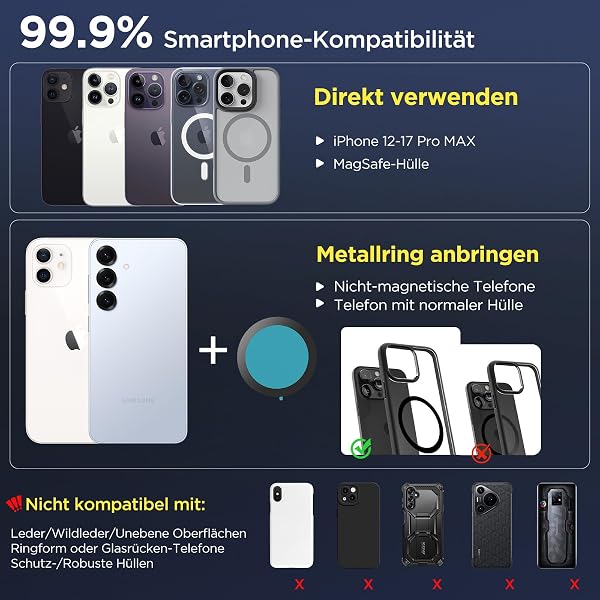 MSXTTLY Vakuum Magnetischer Handyhalterung Auto für Magsafe Autohalterung, 2026 Upgraded Vmag-S1 Handyhalterung Auto Magnet für Alle Handys, 360° Drehbar, Schwarz - 4
