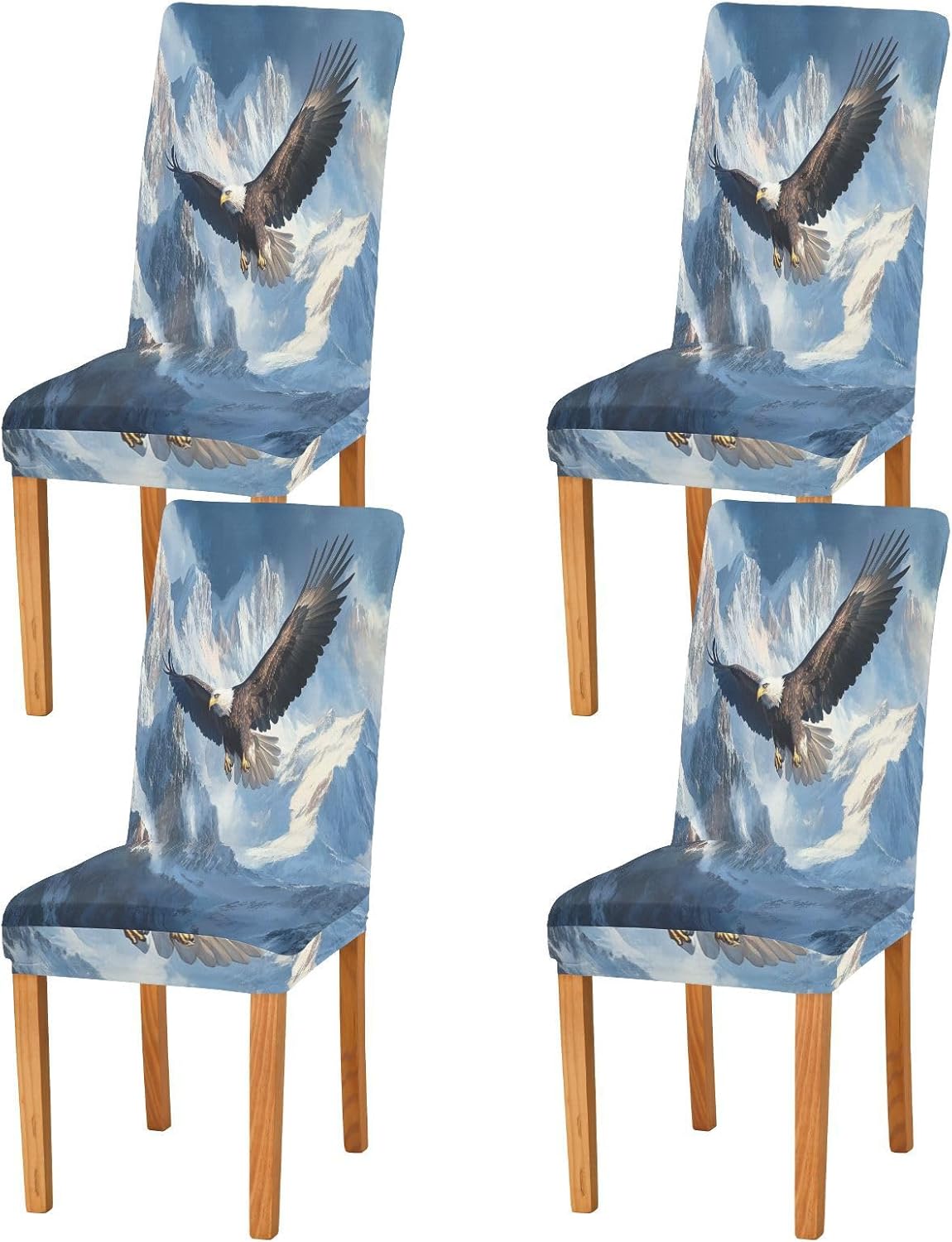 ALAZA Chair Covers for Dining Room, Eagles Wings Soars Over The Mountains Stretch Chair Cover Sets Chair Protector Removable Washable for Ktichen Restaurant Hotel