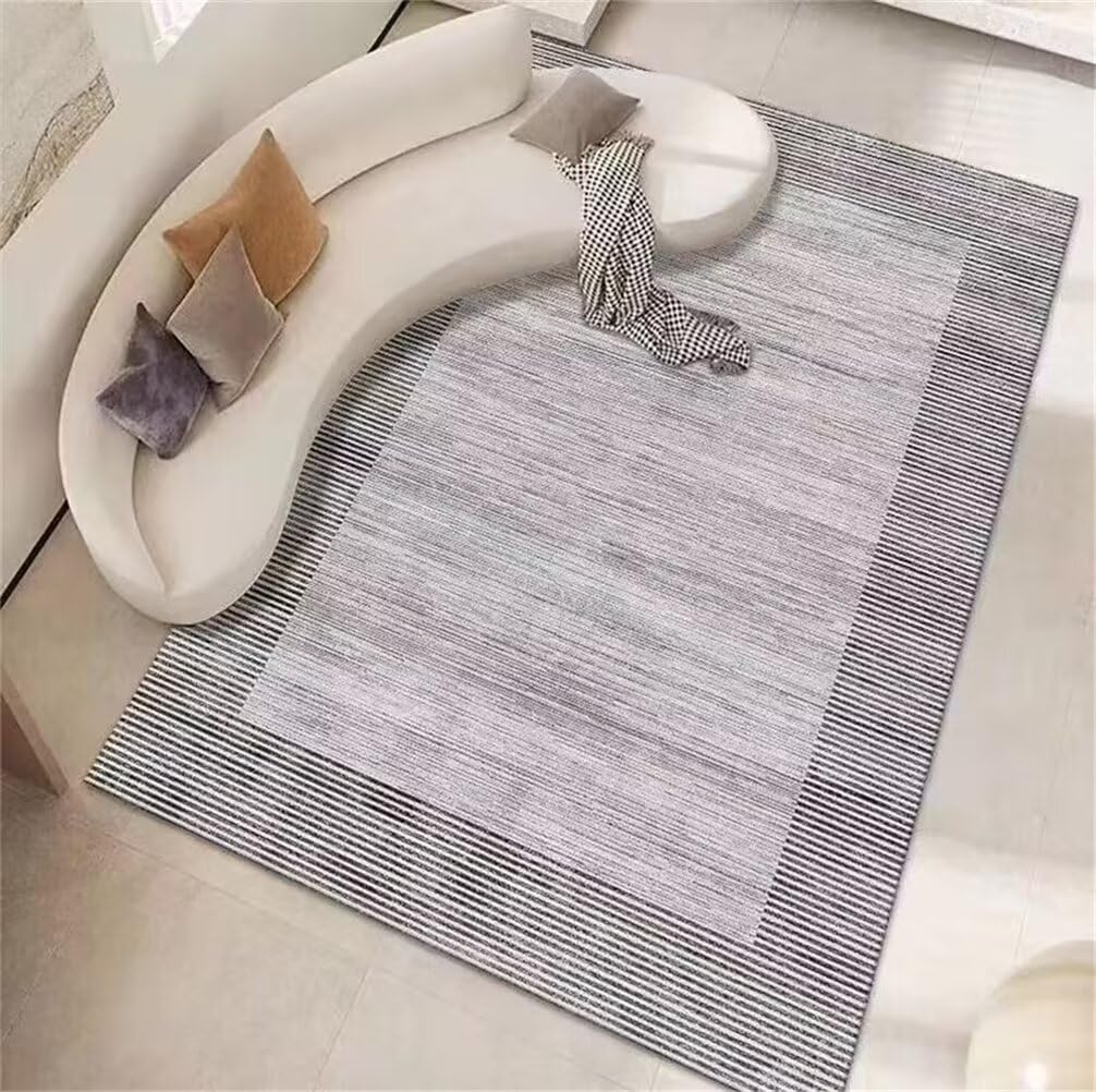 Tapis de couloir gris à rayures modernes pour une chambre ado stylée