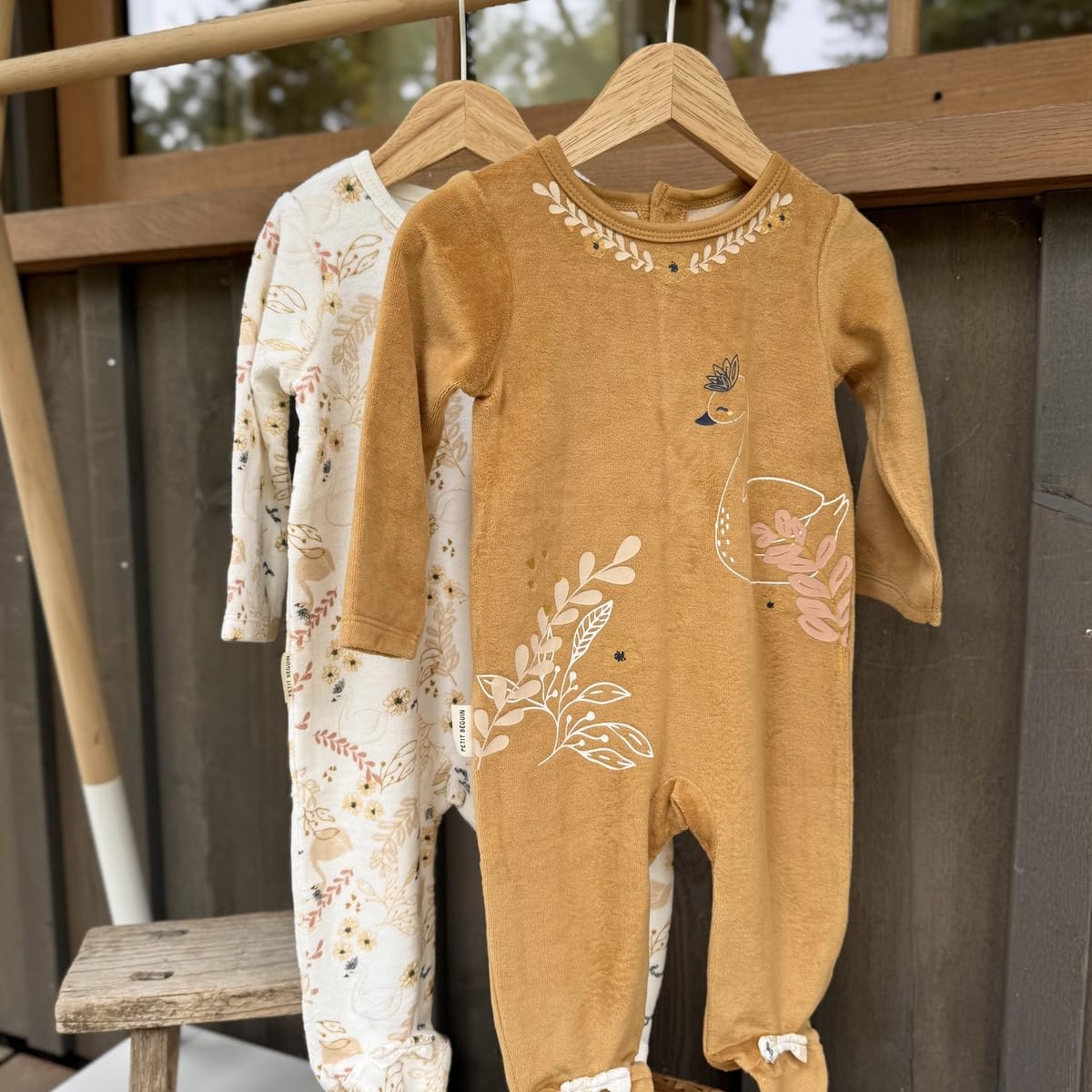 Petit Béguin - Lot de 2 Pyjamas bébé en Velours Swan