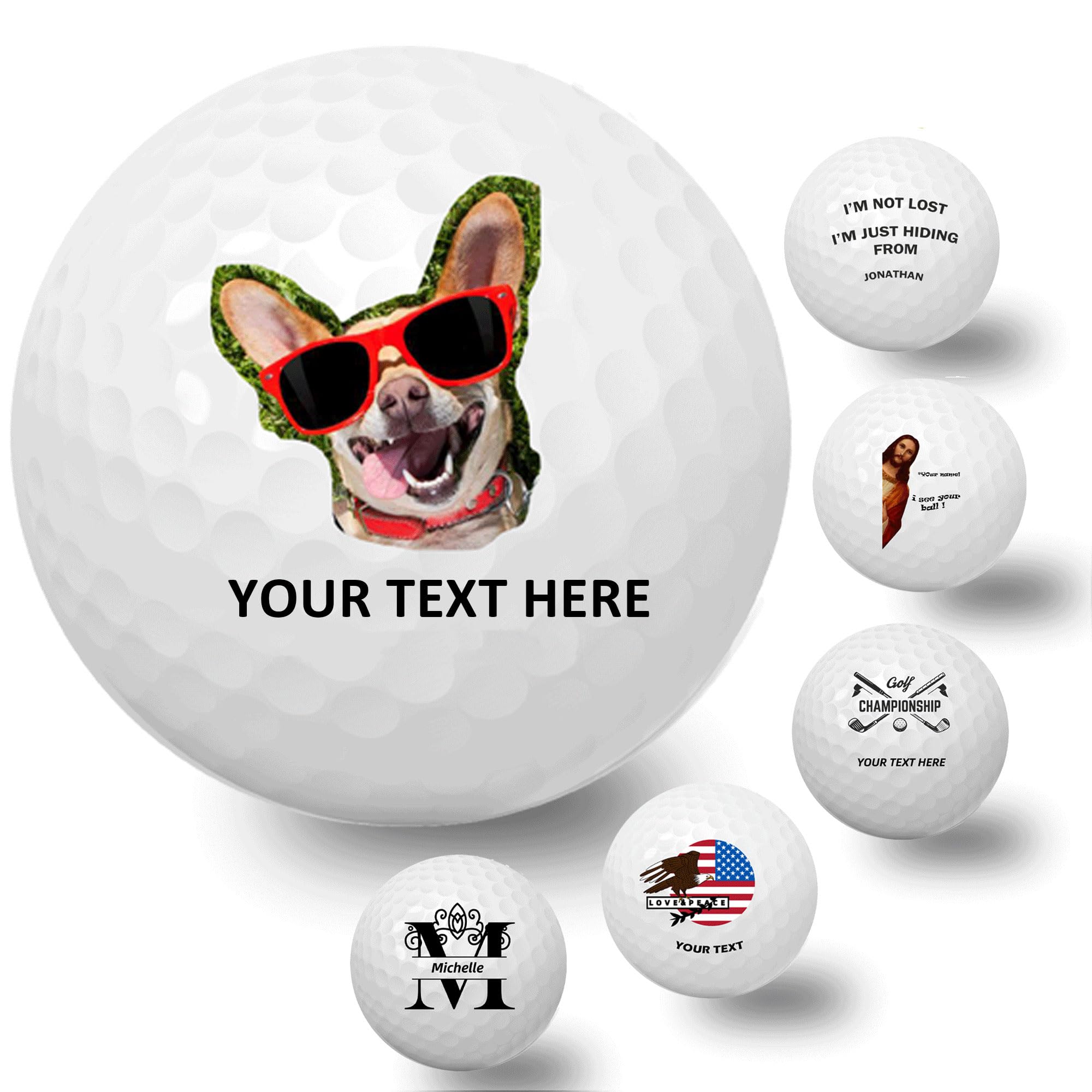 Personalisierte Golfbälle mit individueller Beschriftung Foto/Logo/Name für Hochzeiten und Freizeitaktivitäten Neuheit Golfgeschenke für Papa Golfer, 3er-Pack