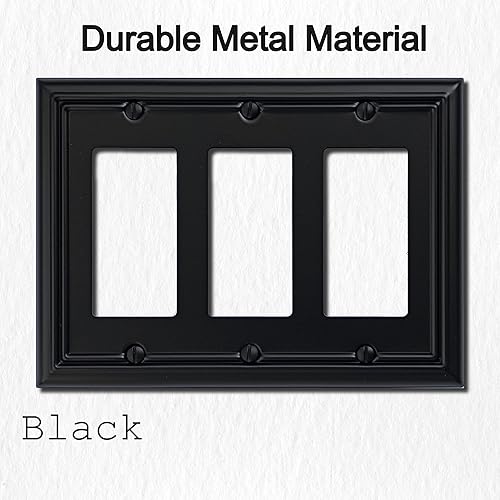 Vista 58 de Adler - Cubierta de pared de metal para interruptor de luz cuádruple, paquete de 2 unidades, color negro, 4 bandas, para interruptor de atenuación