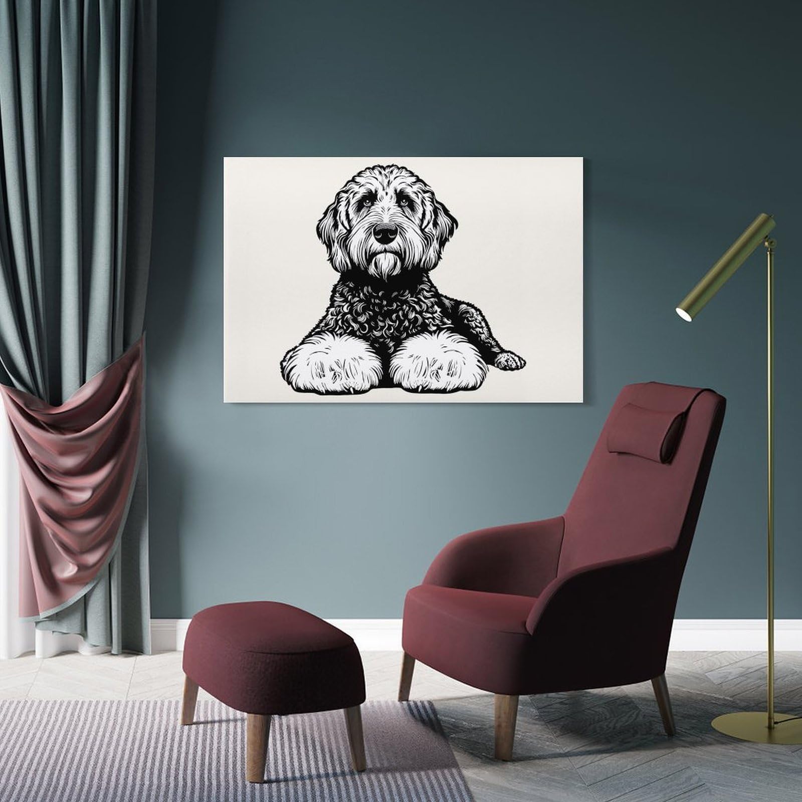 Junmoney Labradoodle Canvas Wall Art, 24x36inch(60x90cm), for Wall Displays, Bedrooms Or Room Updates, Ideal for Building A Coordinated Art Wall