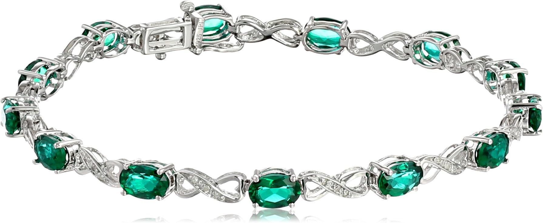 Amazon Collection Sterling Silver Created Gemstone and Diamond Infinity Bracelet (1/10 cttw, I-J Color, I2-I3 Clarity)