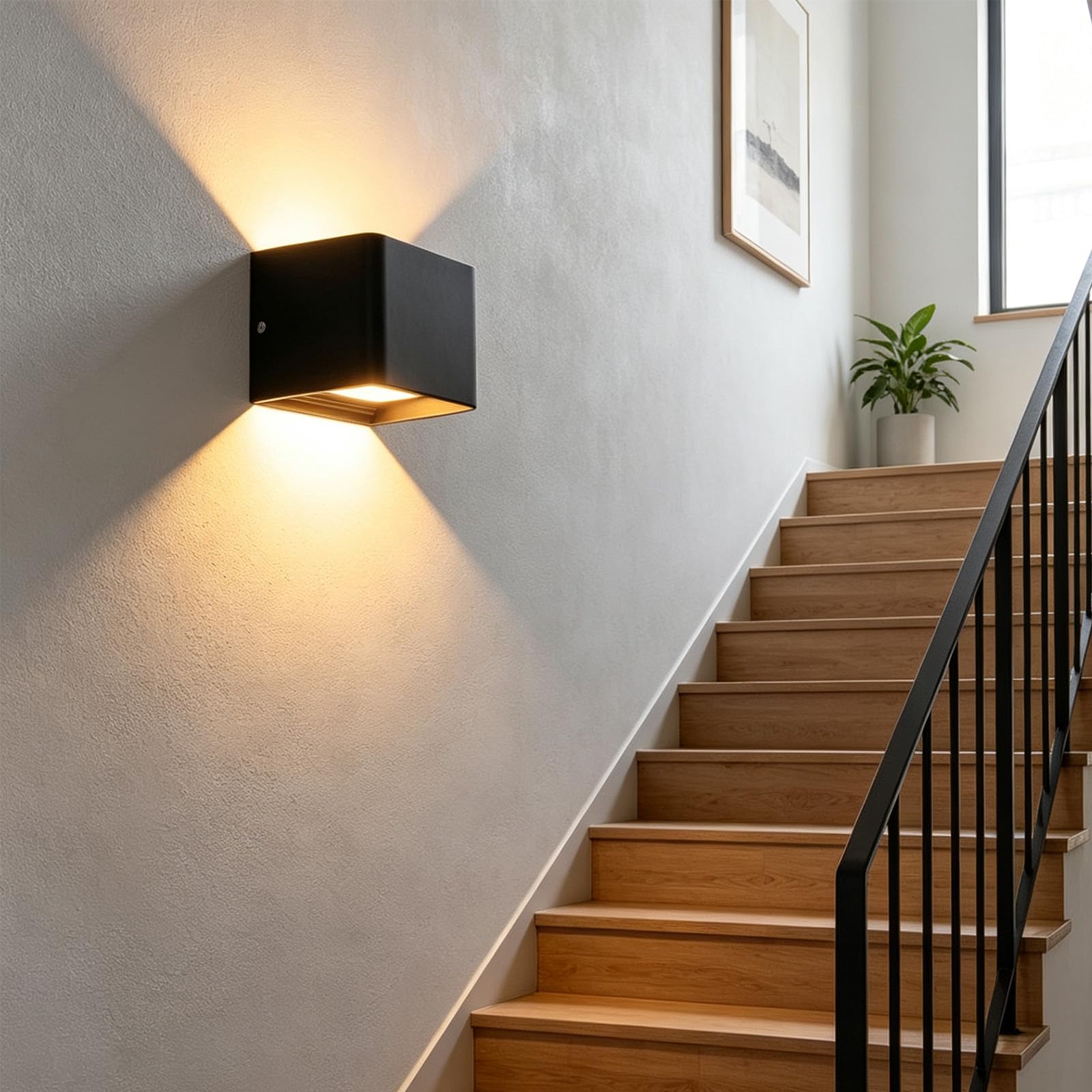 LED Lampada da Parete Interno Ricaricabile Moderna Applique da Parete con Telecomando Dimmerabile 3000K-6500K Iluminazioni per Pareti per Camera da Letto Soggiorno Corridoio Scale (Bianco,2 Pezzi)