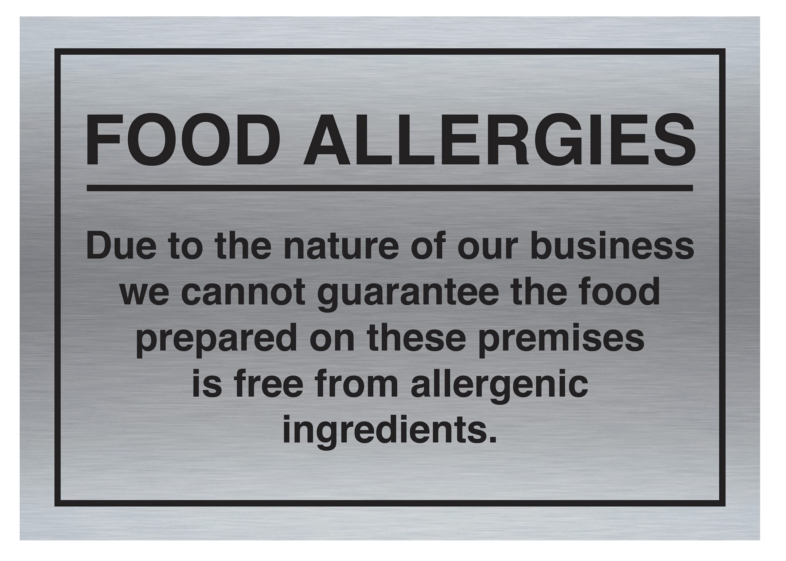 Mileta Food Allergy and Intolerances Safety Sign Notice Allergen A4 Silver 297 x 210mm