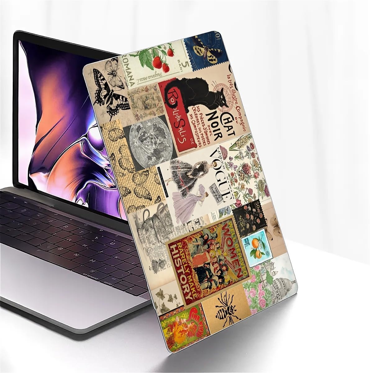 Compatible with MacBook Pro 15 inch Case 2018 2017 2016 Release A1990 A1707, Plastic Hard Shell Case for Mac Pro 15 (2016-2018) - Vintage Brown Butterfly Bee Collage
