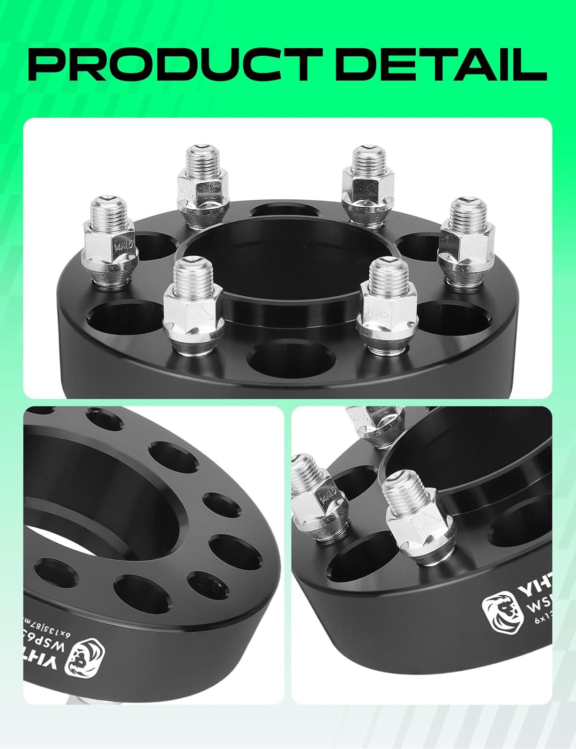 YHTAUTO 6x5.3 Hub Centric Wheel Spacers 1.5 inch Compatible with Ford, Lincoln Models, Expedition, F-150, Navigator 2015-2023 Tire Spacers w/ M14x1.5 Studs, 87mm Hub Bore 6 Lug 2PCSs