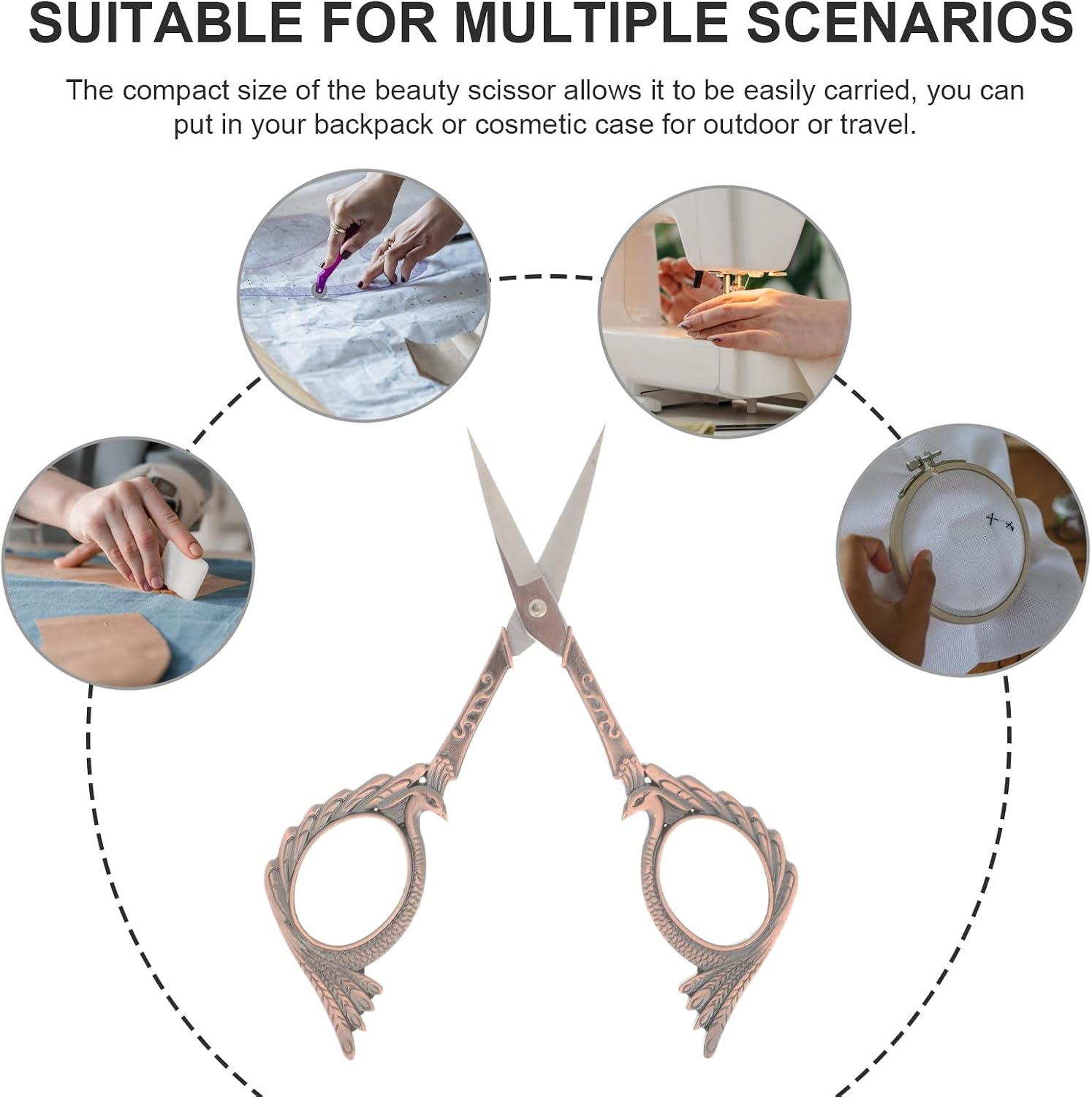 Vintage Stainless Steel Beauty Scissors Adjustable Wear-Resistant Eyebrow and Nose Hair Grooming Scissors for Professional and Home Use