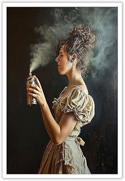 HQPCNGZ Retro Women Smell Stink Poster Mid Century European Lady Classic Art Humor Funny Bad Mist Female Portrait Print Home Bedroom Toilet Bathroom Wall Decor 24x36 inch Unframed