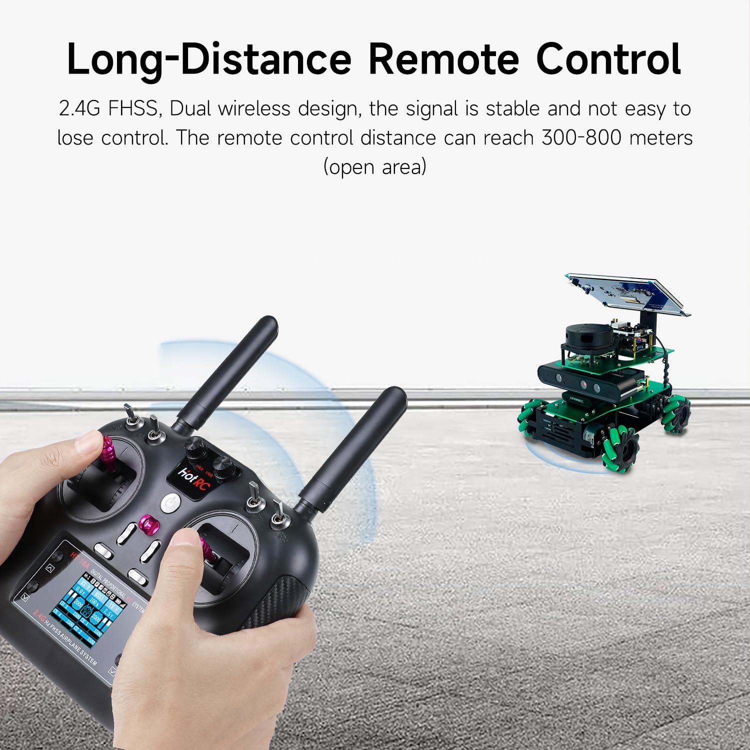 Yahboom Transmisor y Receptor RC de 10 Canales de 2,4 GHz FHSS y Receptor de 10 Canales con Caja para avión FPV, avión RC, Barco, Coche, Control de Distancia de 300-800 m (con Receptor PWM)