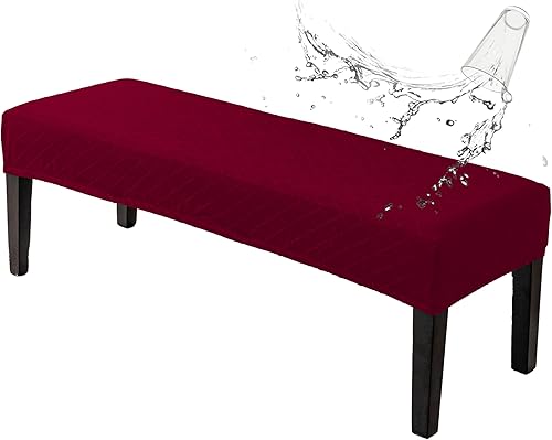 Miniatura 17 de Genina Fundas impermeables para banco de comedor, cubierta protectora de asiento de banco de jacquard elástica, funda de banco rectangular para
