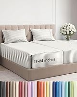 Vista 107 de Juego de sábanas Queen de bolsillo extra profundo, sábanas transpirables y refrescantes de 4 piezas, juego de sábanas de lujo de hotel, ultra suave