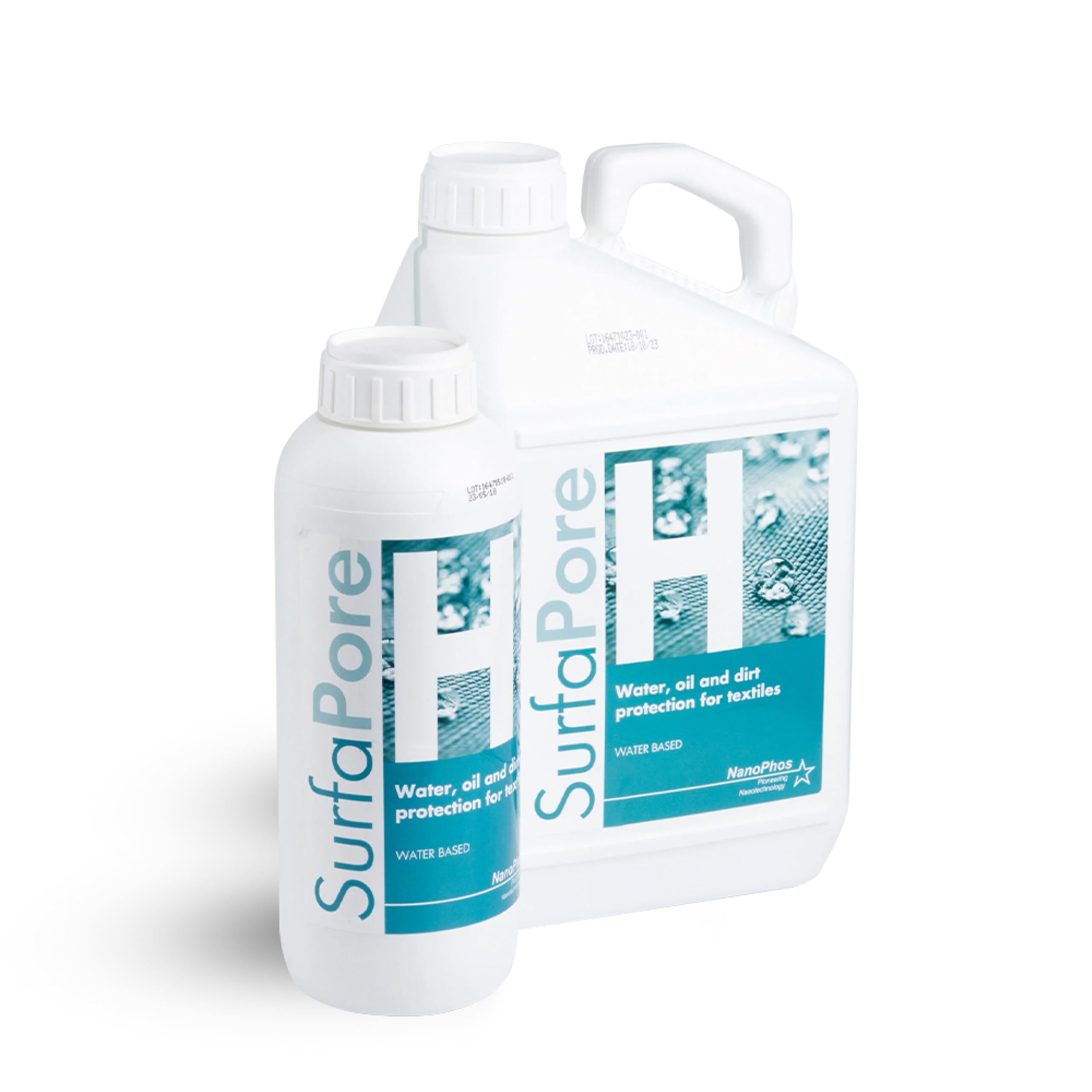 Surfapore H 4L protector impermeabilizante para tejidos y superficies de piel, evita la penetración de agua y aceite. No altera el aspecto de los materiales tratados. Nanotecnología