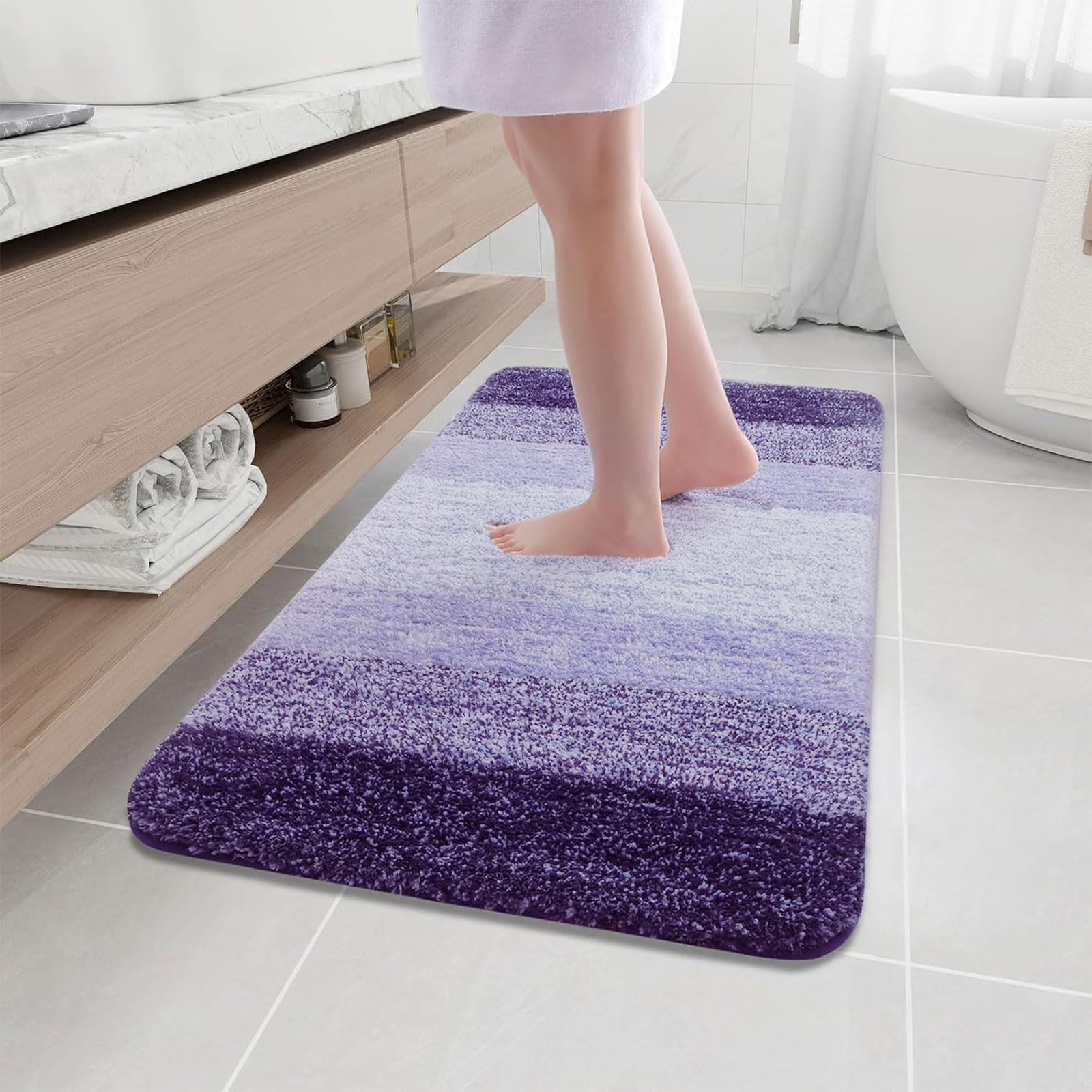 Arotive Microfiber Bathroom Rugs, Shaggy Soft and Absorbent Bath Rug, Non-Slip, Thick Plush Machine Washable Dry Bath Mats for Bathroom, Tub and