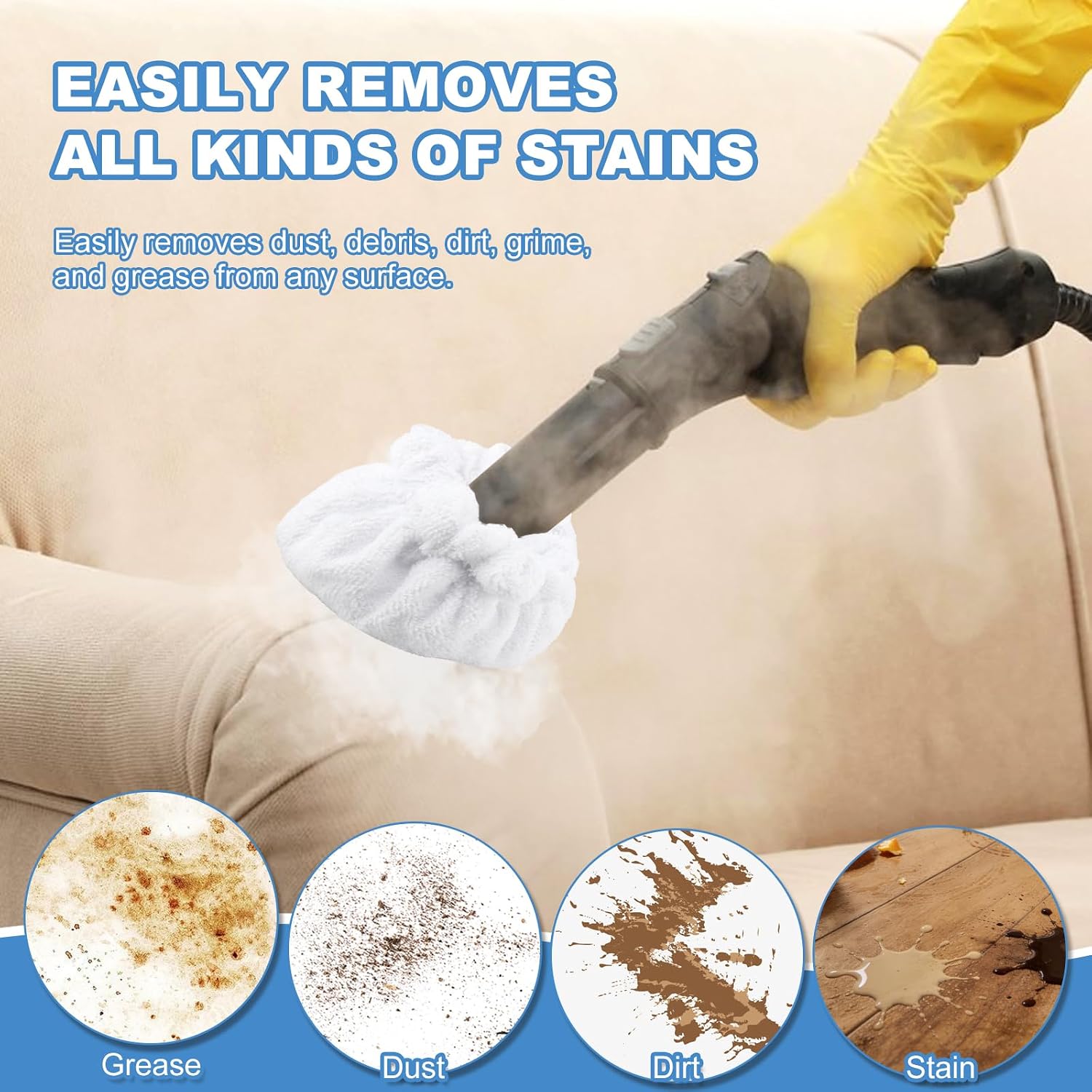 10 Pack Steam Mop Pads Compatible with Dupray Steam Cleaner,Rectangle & Triangle Bonnets,Reusable Washable Steam Cleaner Accessories Fit for Dupray & Awasky Steam Cleaner, etc