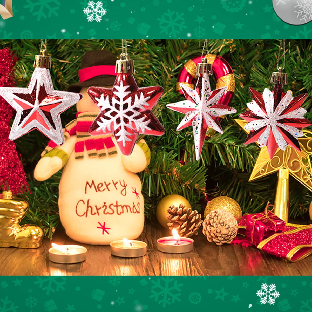 Amosfun 3 Juegos De Adornos Navideños De Estrellas Poligonales para Fiestas para Fotos De Pared De Árbol 23 Piezas X 3
