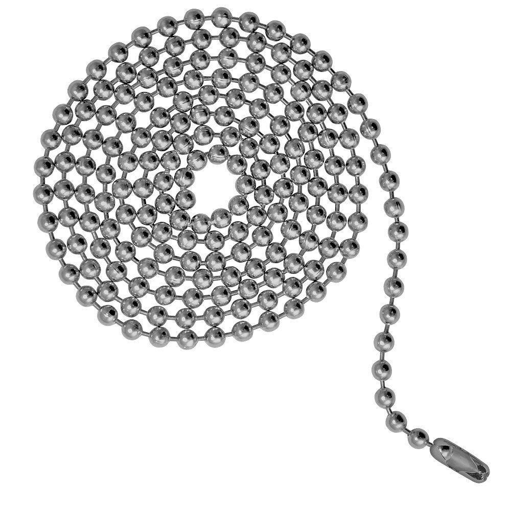 Ball Chain Manufacturing 3 Foot Length Ball Chains, 6 Size, Stainless Steel, with Matching