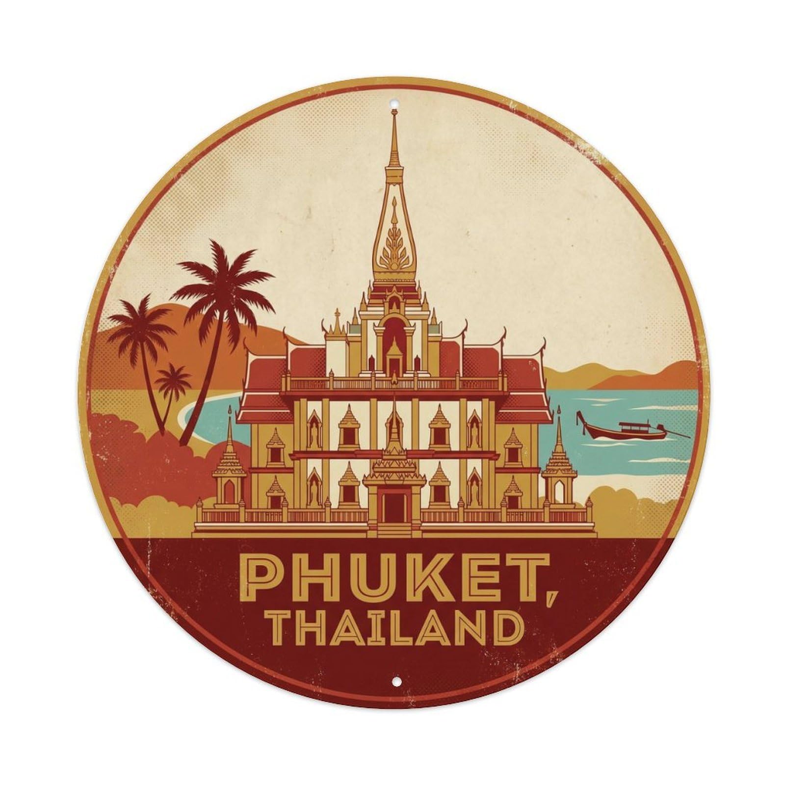 Phuket Chalong Temple Sacred Landmark Cultural Heritage Metal Tin Sign