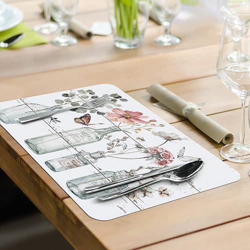 Miniatura 6 de CounterArt Garden Floral - Juego de 4 manteles individuales reversibles de plástico flexible de fácil cuidado, fabricados en los Estados Unidos, sin