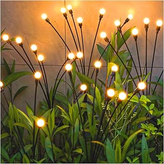 TONULAX Solar Firefly Swaying Garden Lights 2 Pack - Wind-Motion Outdoor Pathway Decor, Upgraded Flexible Wire, Warm White LED