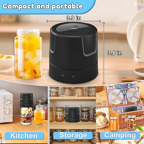 Miniatura 6 de Sellador al vacío eléctrico de tarros Mason - Máquina de sellado al vacío de succión fuerte de 85 kPa con tapas de tarro Mason de boca regular y