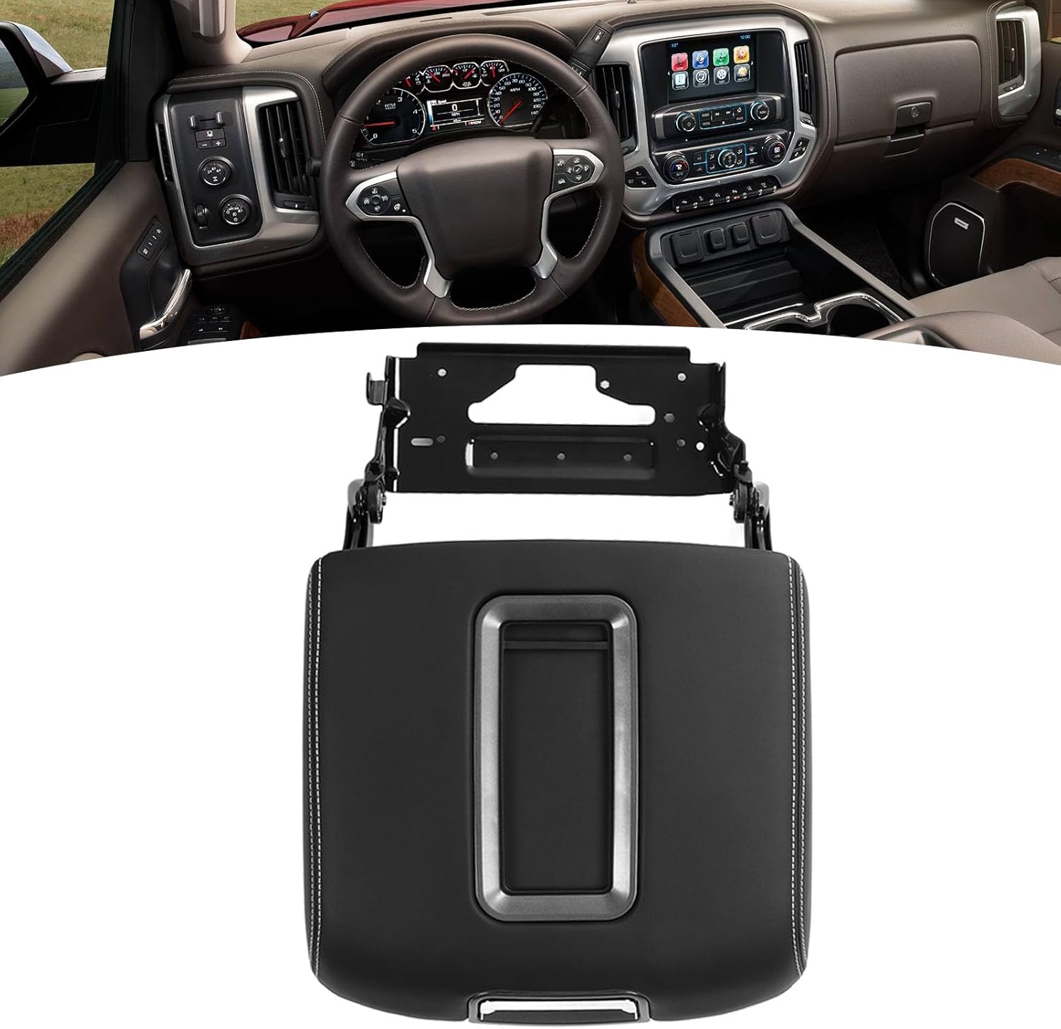 Center Console Armrest Lid Cover Kit, Center Console Armrest Cover 0227083AA Replacement for Chevy 1500 2500 3500 2014 to 2018