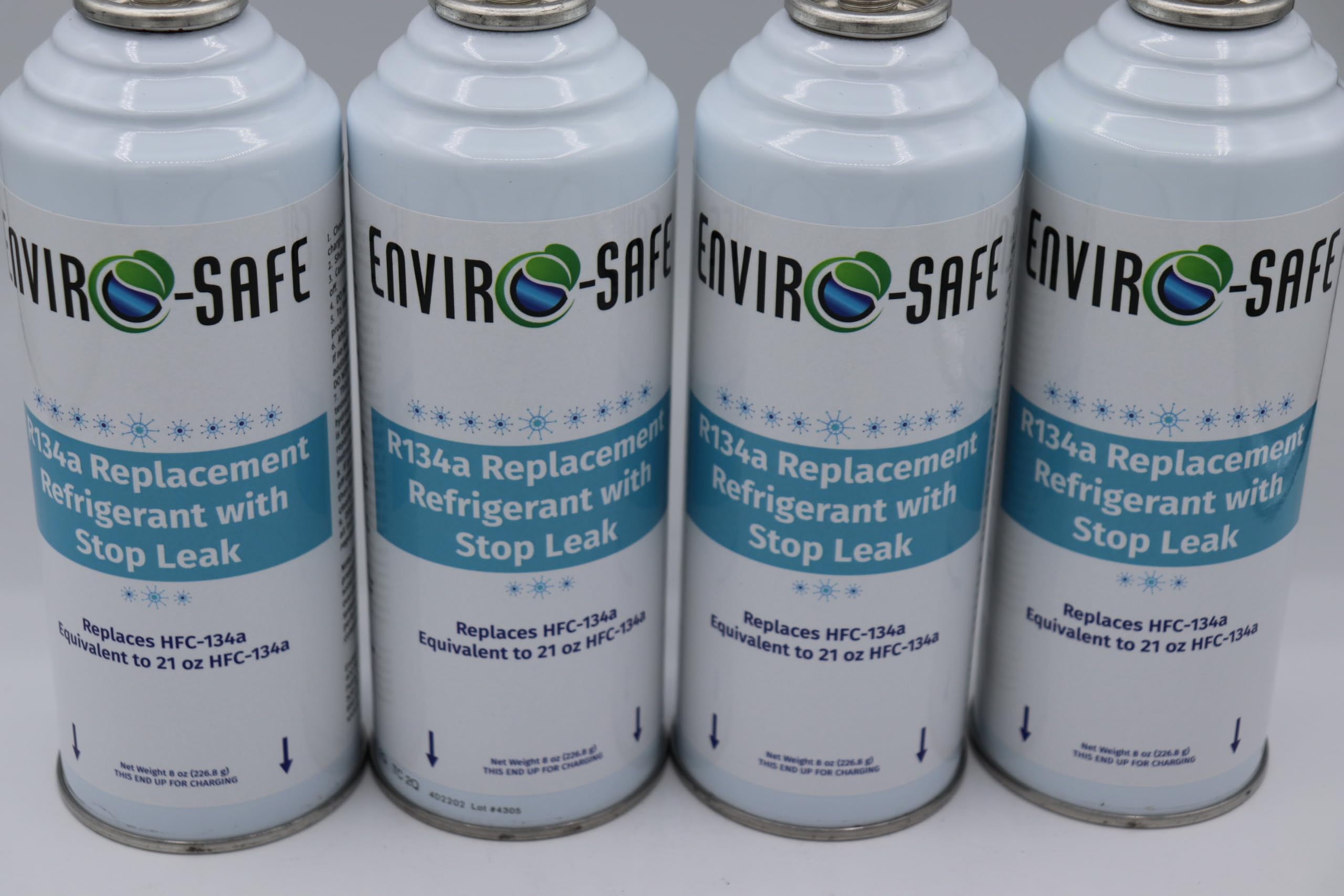 R134a Replacement with Stop Leak, 4 Cans Total with Piercing Valve for AC Recharging