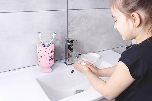Miniatura 2 de Disney Minnie Mouse - Vaso de baño para cepillos de dientes y lápices de resina rosa, accesorio de baño para niños