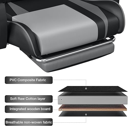 Miniatura 8 de Silla de juegos con masaje ergonómica para computadora con reposapiés, silla reclinable de videojuegos para niños con reposabrazos ajustable, color