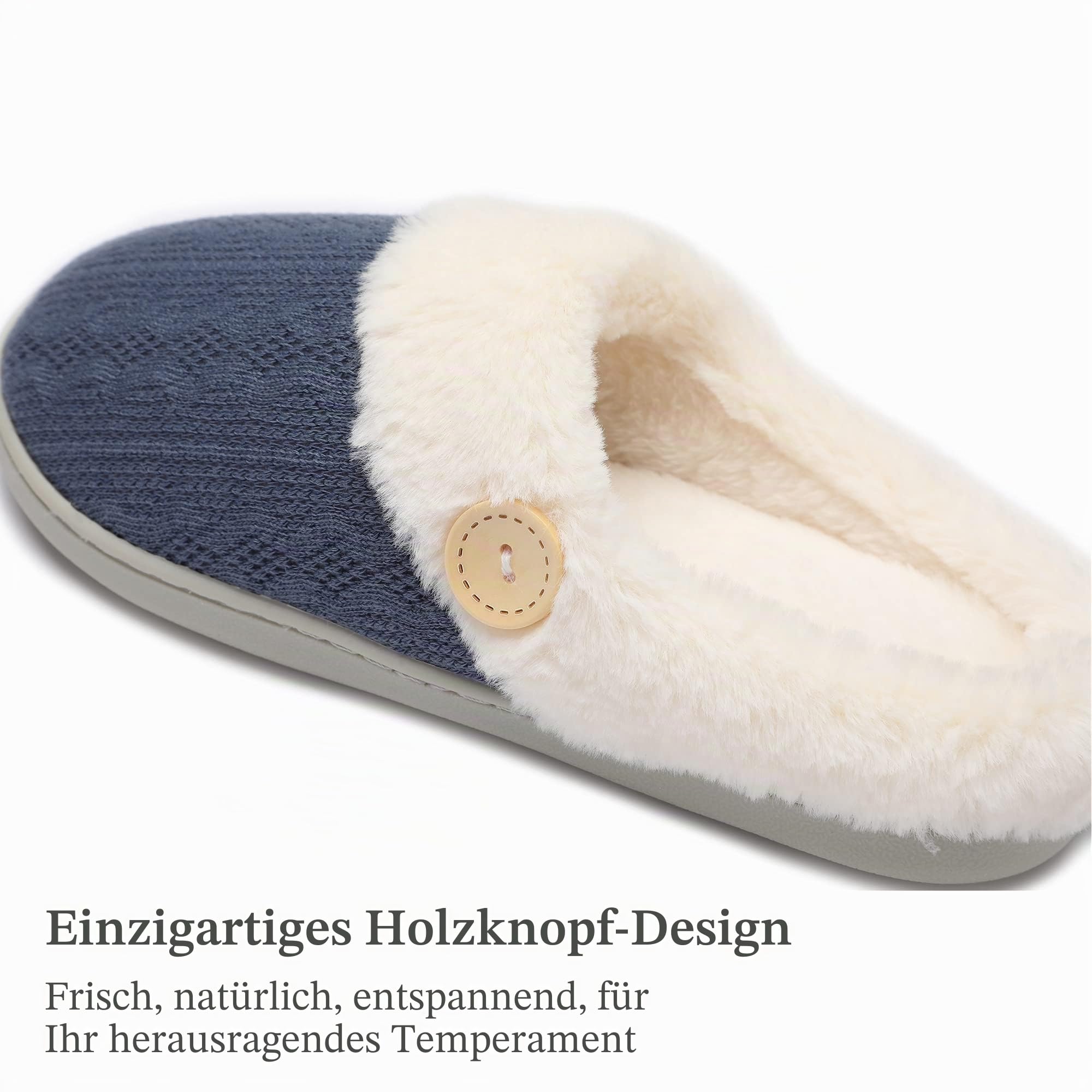 Chantomoo Frauen House Hausschuhe Bequeme Memory Foam Plüsch Schlafzimmer Kunstpelz gefüttert gestrickte warme Hausschuhe Slip-On leichte Schuhe, Indoor Outdoor Anti-Rutsch-Gummisohle Gemütliche