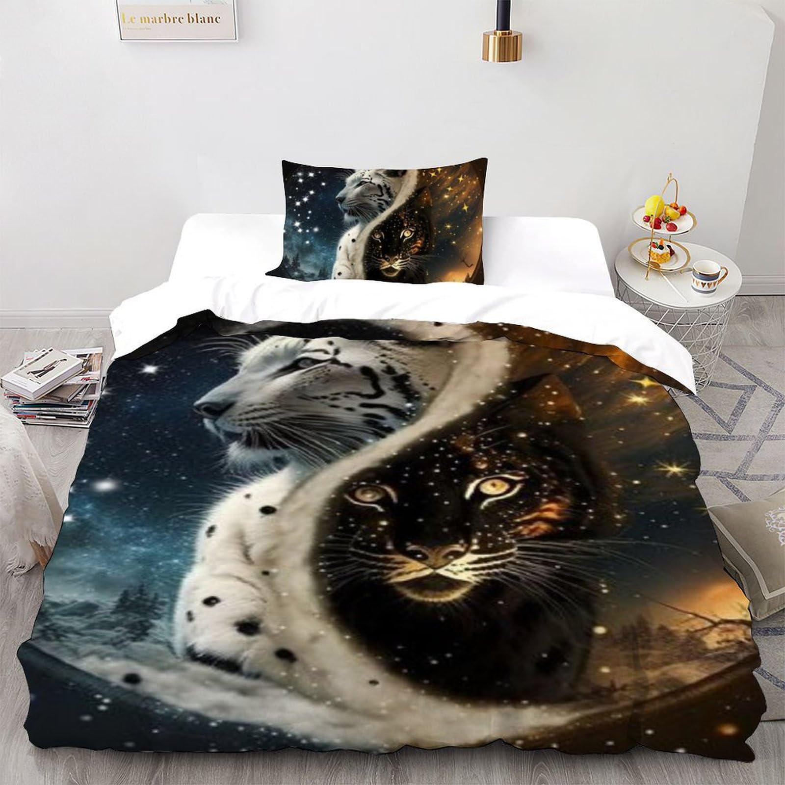 Housse de couette single tigre pour chambre de filles animaux land