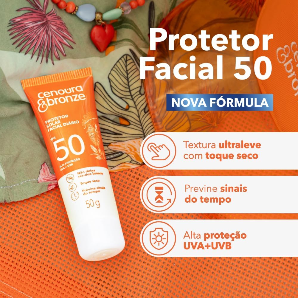 Protetor Solar Facial Diário FPS 50 Cenoura & Bronze 50g