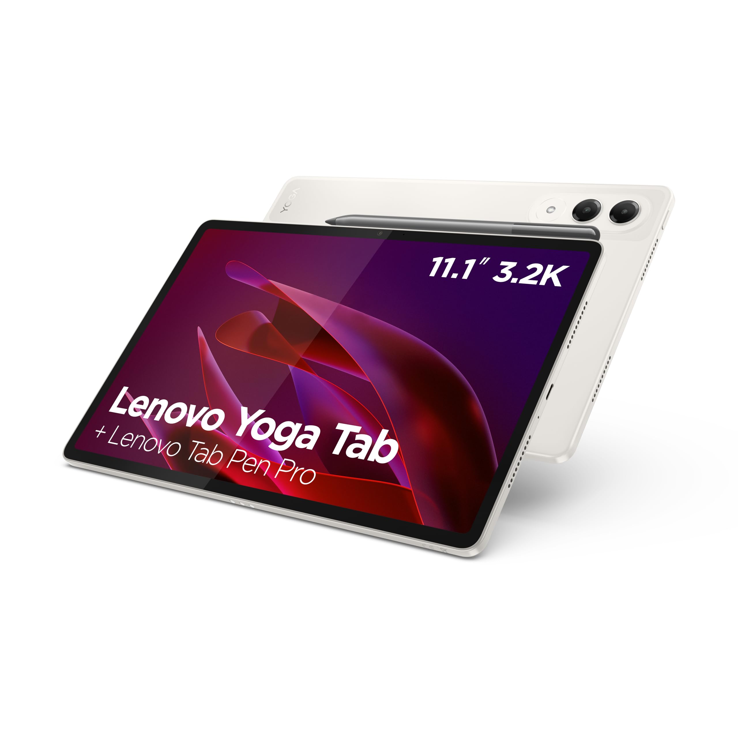Lenovo Yoga Tab - Tablette Tactile 11.1'' 3.2K, 144Hz (Qualcomm Snapdragon 8 Gen 3 Mobile Platform, 6Coeurs, RAM 12Go, UFS 4.0 256Go, Android 15, Wifi7 + Bluetooth) Lenovo Tab Pen Pro - Seashell
