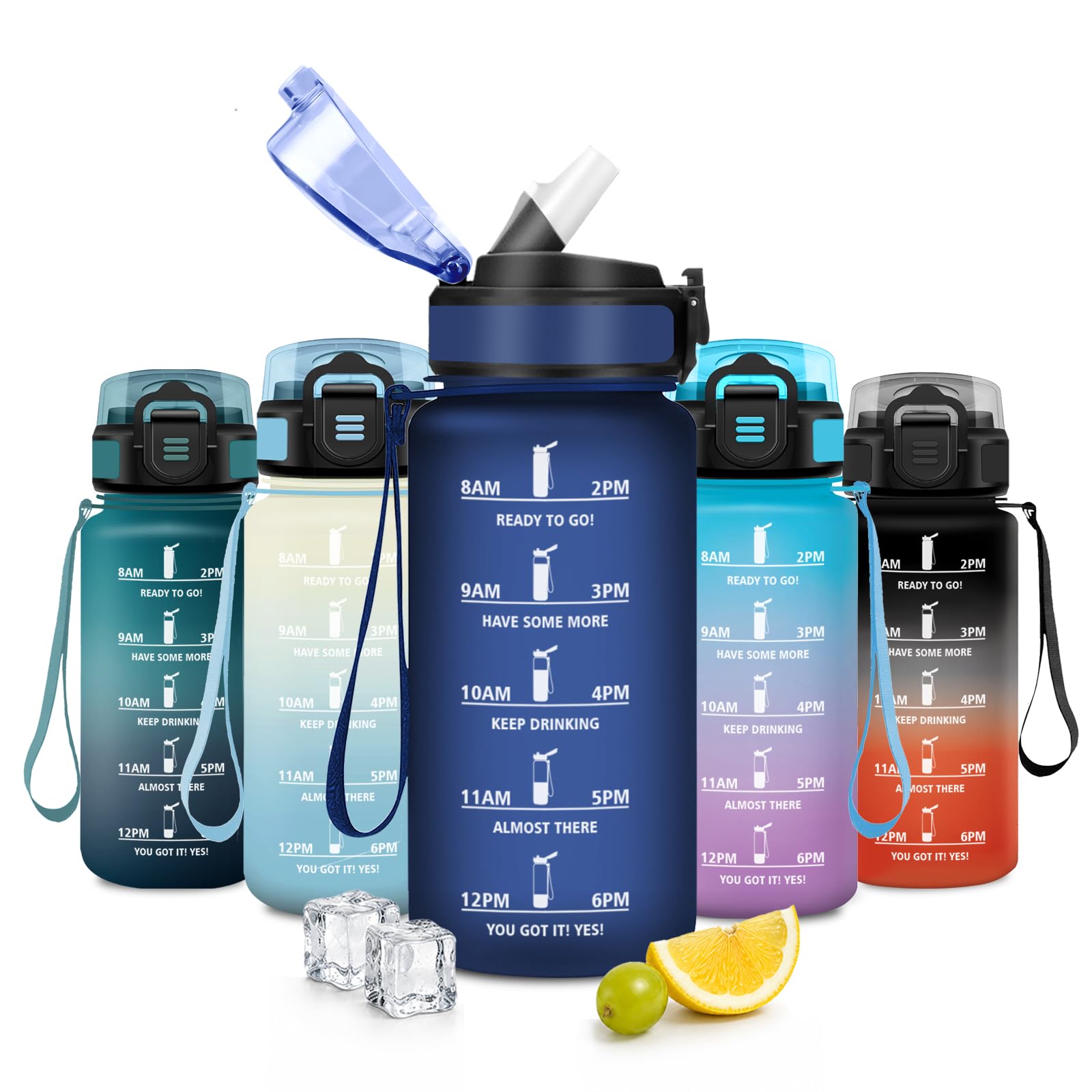 JAPORIA 500ml Water Bottle with Straw, Motivational Water Bottle, Time Scale Water Bottles, BPA Free, Water Bottles for School, Office, Camping