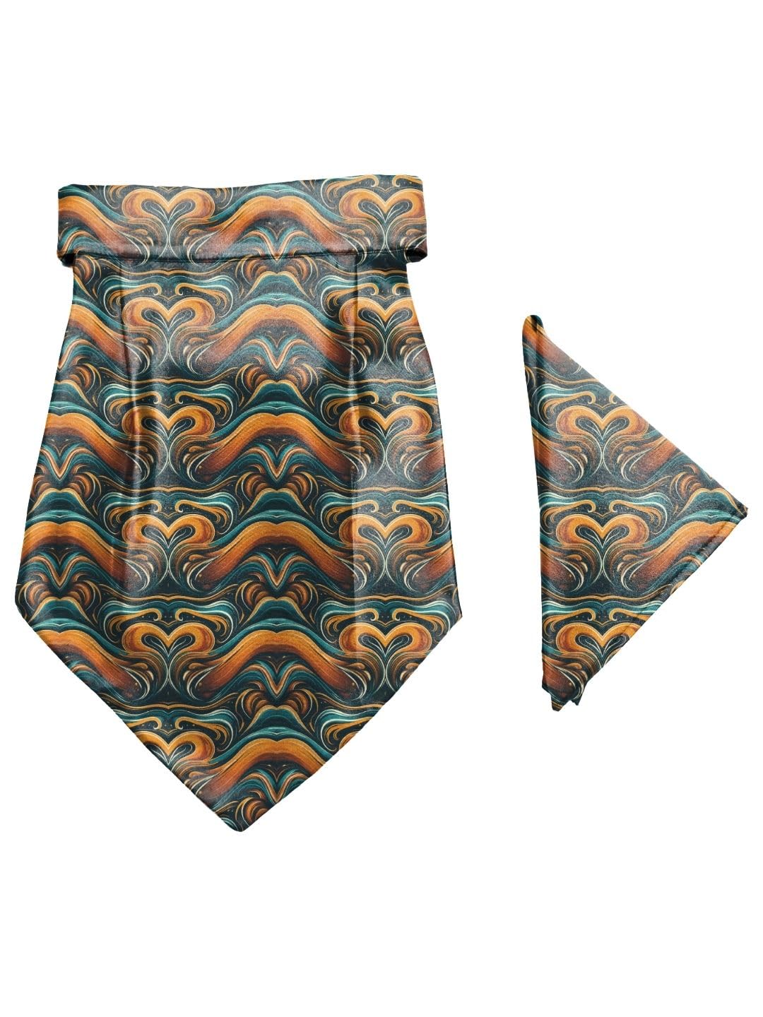 Aurora Hearts Printed Cravat and Macthing Pocket Square for Men-image-15