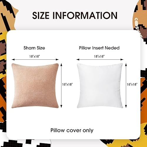 Miniatura 3 de Juego de 2 fundas de almohada de sherpa, acogedoras y esponjosas, fundas de cojín decorativas para sofá, cama, almohadas decorativas, 18 x 18