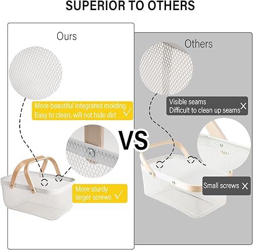 Miniatura 2 de Cesta de malla de metal de acero para cosecha de jardín, cesta rectangular de alambre con asa, organizador de almacenamiento multifuncional, cesta