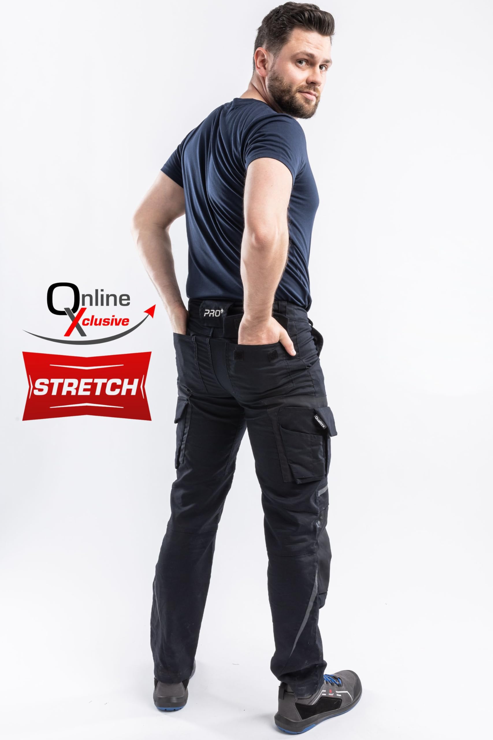 Qualitex Pro+ Arbeitshose Stretch Flex Bundhose Workwear Herren Cargo Hose Premium
