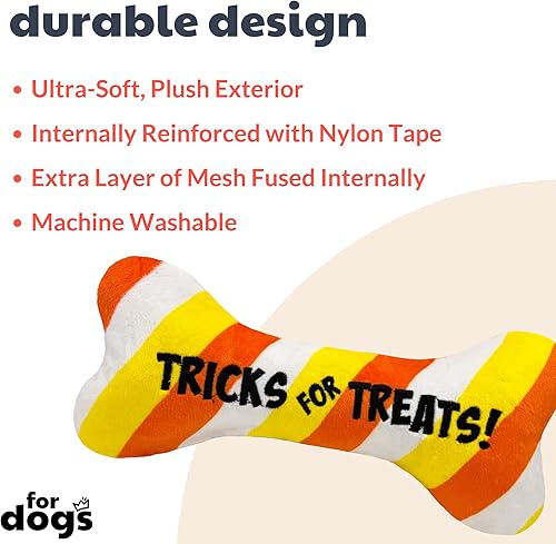 Miniatura 2 de Huxley & Kent Halloween Dog Bundle | Tricks for Treats & Small Creepy Candy Bow Tie | Plush Dog Toy and Hook & Loop Collar Attachment