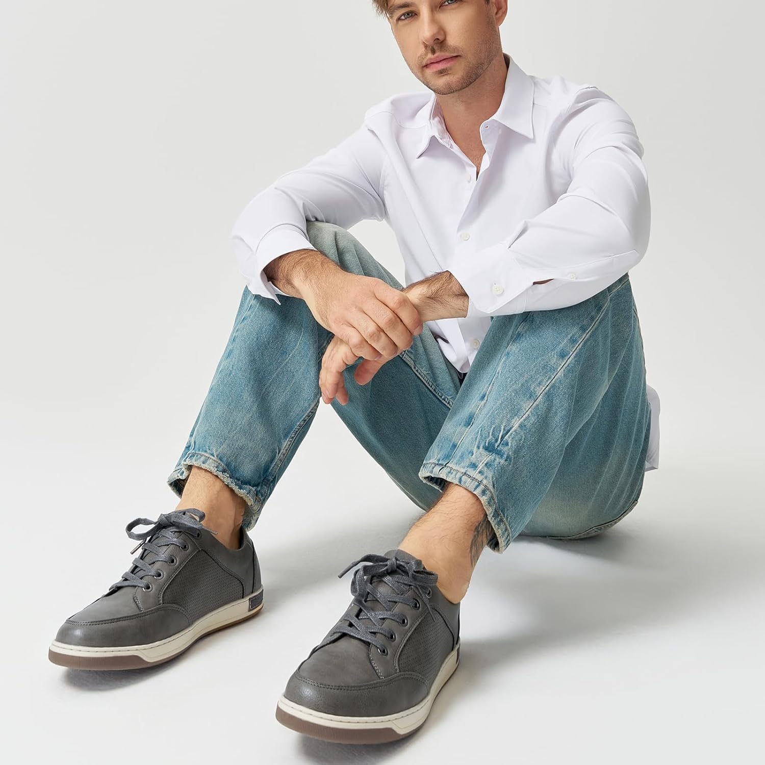 Jousen Men's Fashion Sneakers Classic Retro Casual Shoes for Men Breathable Business Dress Sneaker - Image 2