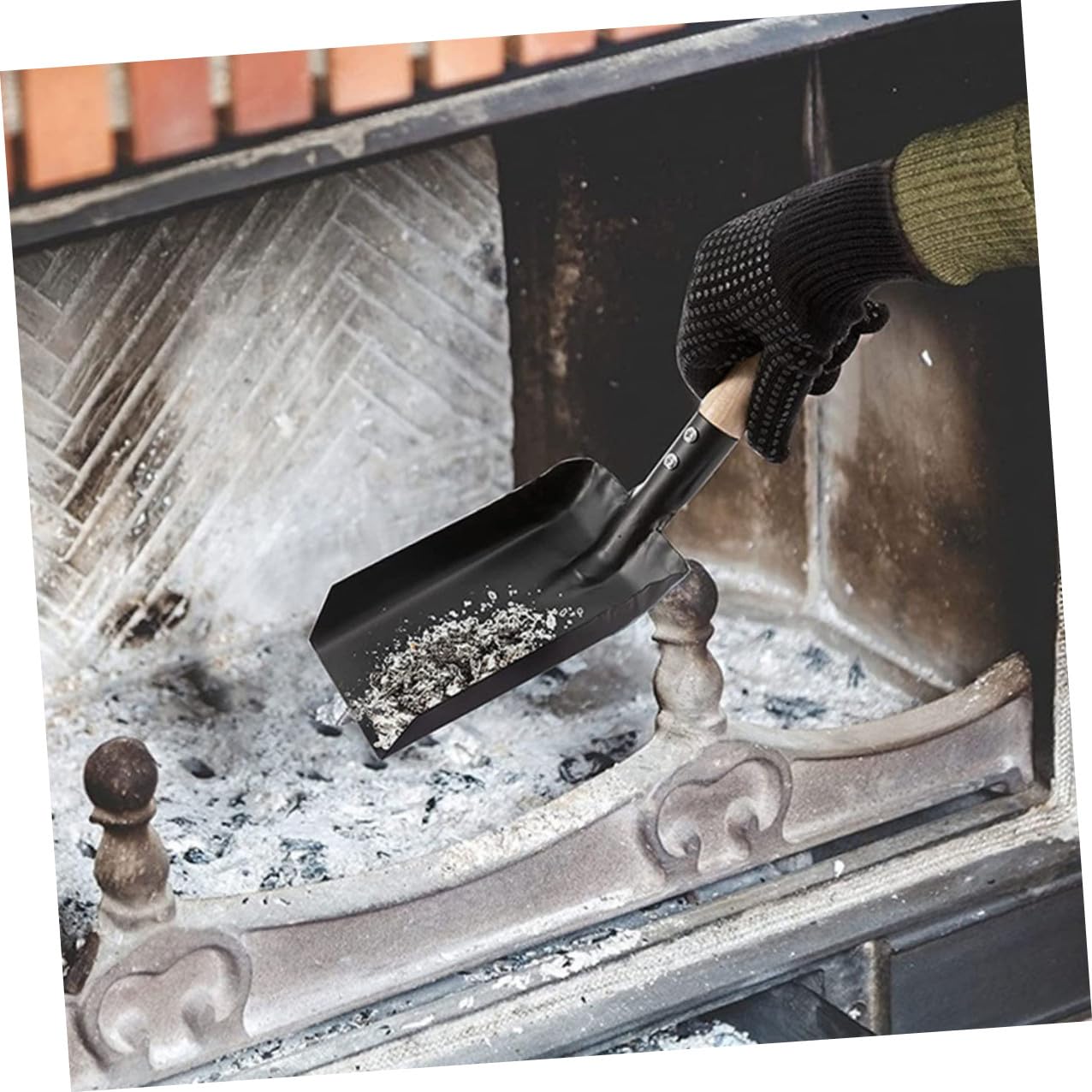 BESPORTBLE Set Strumenti per Pulizia Stufa Spolverino e Pala in Acciaio al Carbonio Spazzola in Silicone per Stufa Domestico Accessori Manico lungo e Gancio per Facile Conservazione