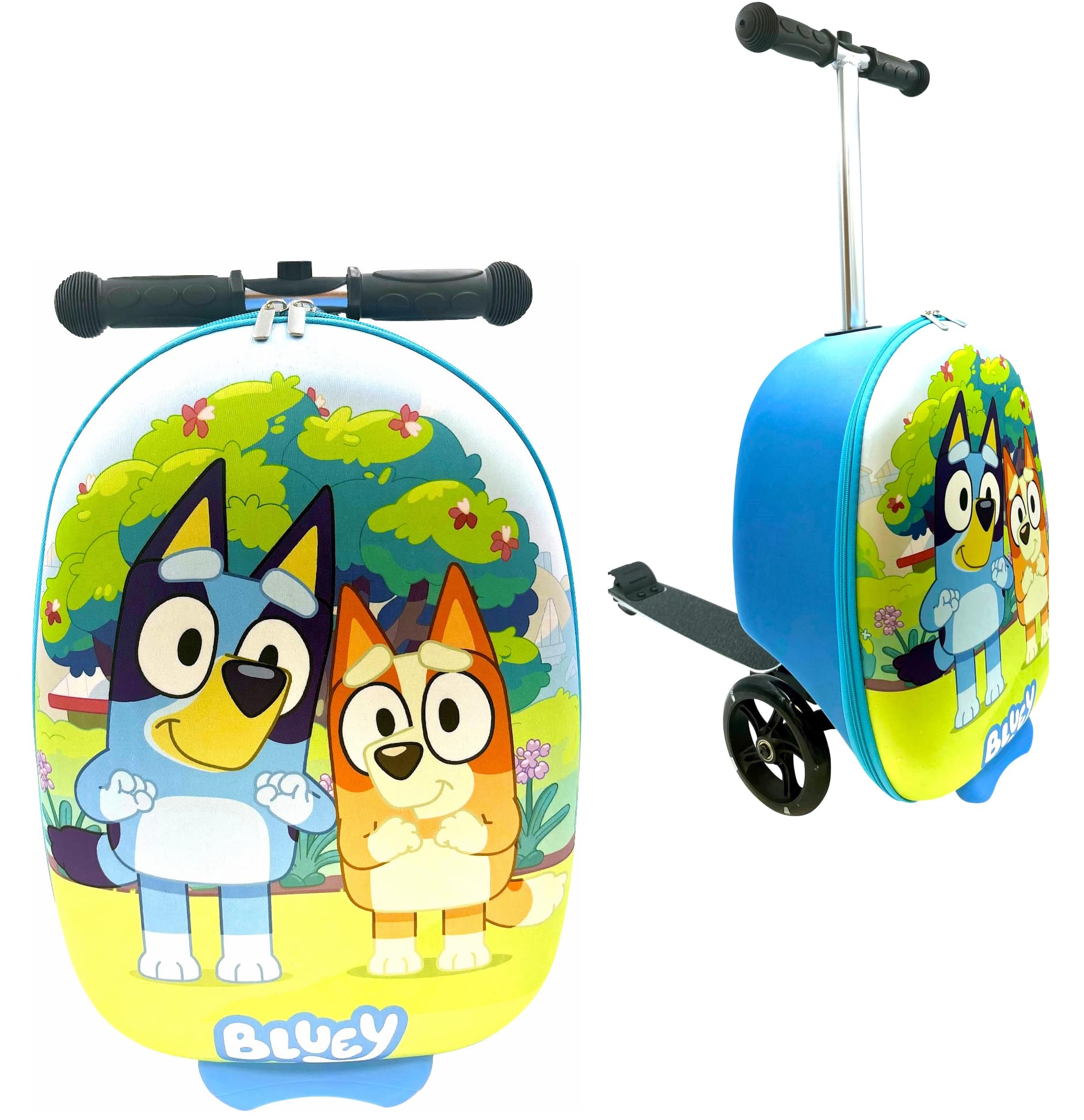 Fast Forward Bluey 18" Ride-On Suitcase Scooter - Lightweight Carry-On Foldable Scooter Luggage