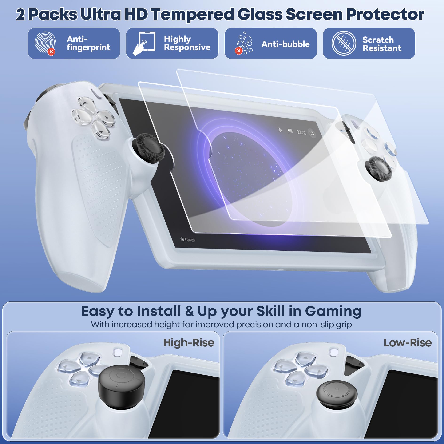 10-in-1-Zubehör-Kits, kompatibel mit Playstation Portal, PS-Portal-Hartschalen-Schutzhülle mit weißer weicher Silikon-Schutzhülle, 2 Packungen Displayschutzfolie aus gehärtetem Glas für PS5-Portal, 4