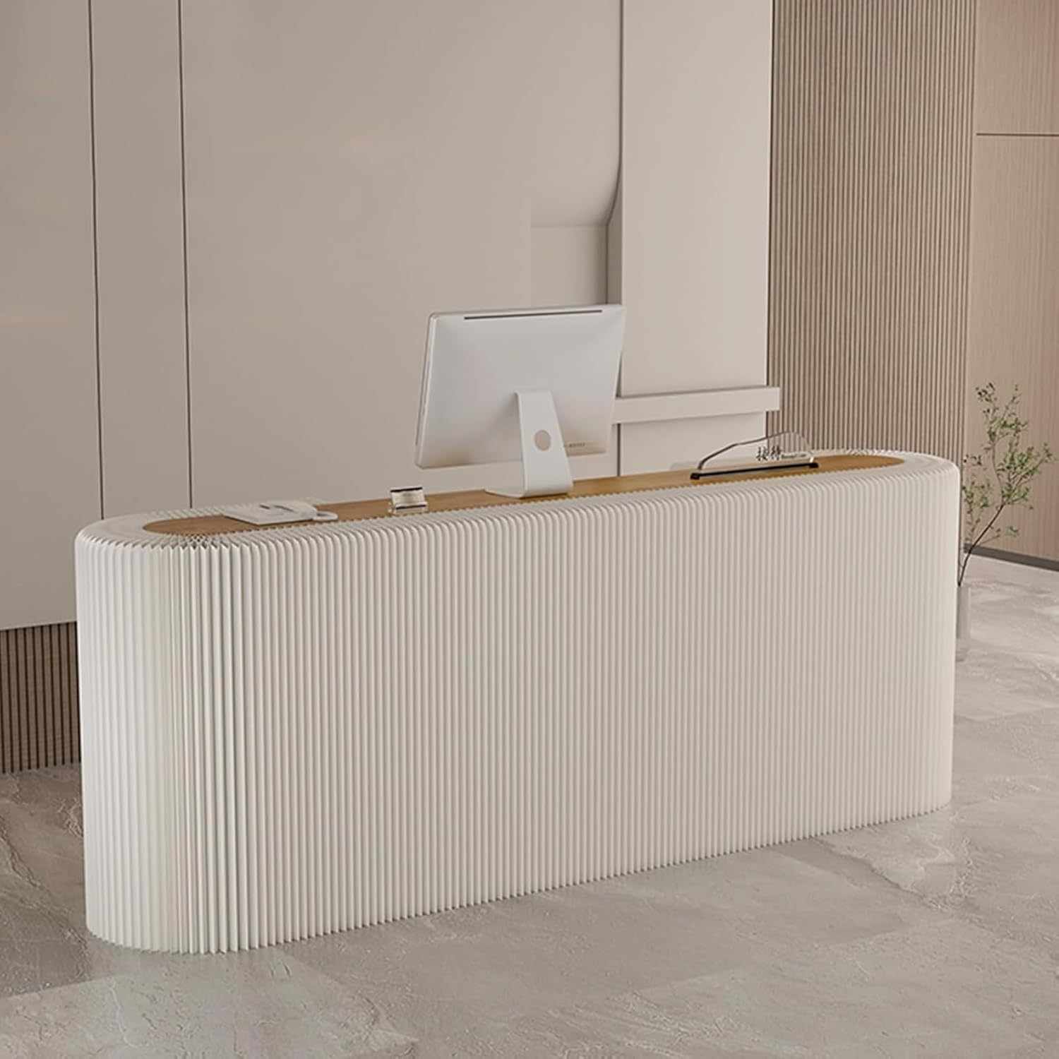 Reception Desk Front Counter Desk Three-Layer Storage Rack, Pop Up Accordion Design Trade Show Table for Shopping Mall Retail Promotion Exhibition,51.1 * 26.7 * 22.8in