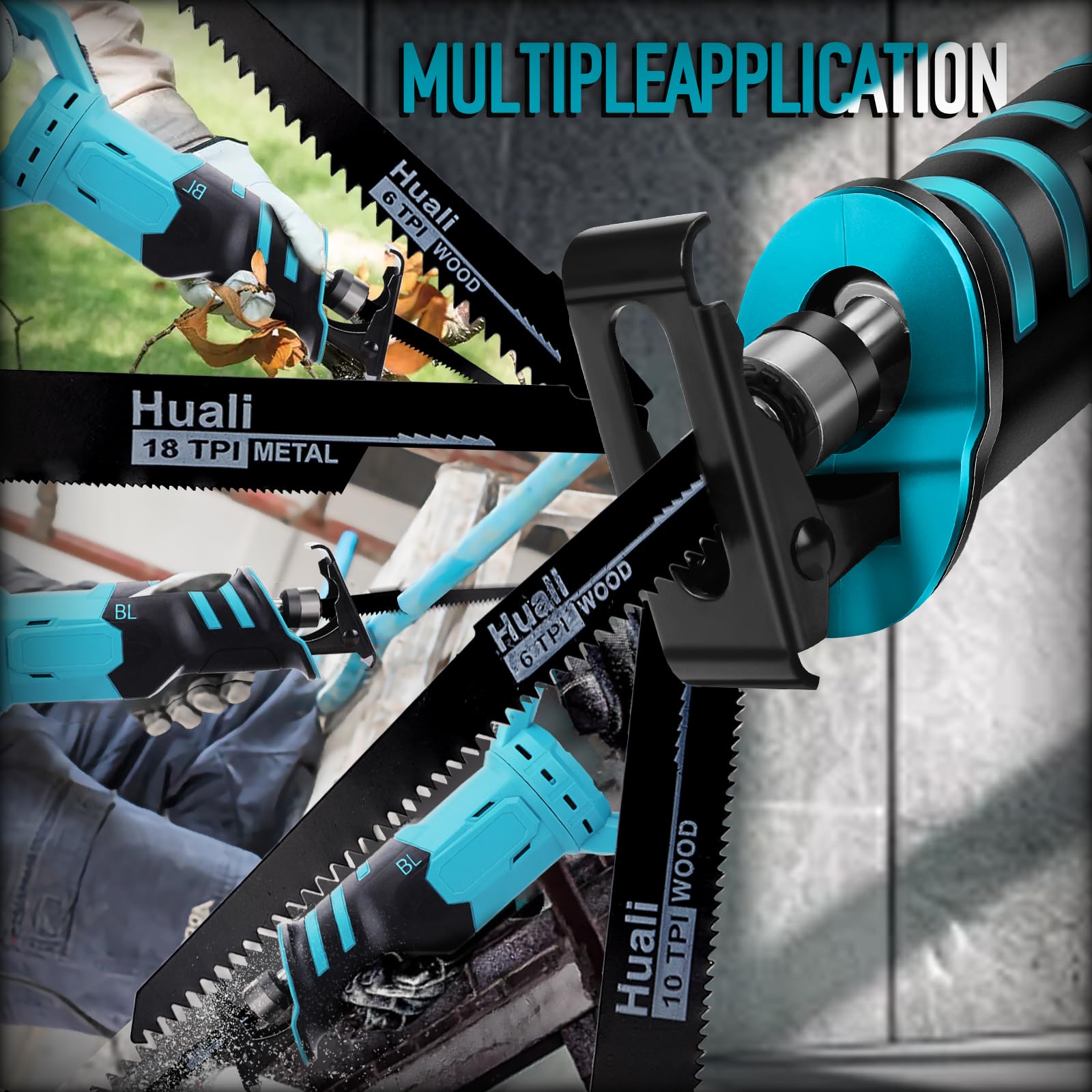WingFly Sierra Sable Inalámbrica para Makita 18 V Batería, Sierra Alternativa Profesional con 4 Hojas de Sierra, 3000 rpm, Sierra Recíproca Eléctrica con Velocidad Variable