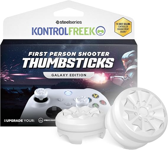 KontrolFreek FPS Freek Galaxy White for Xbox One and Xbox Series X Controller | Performance Thumbsticks | 1 High-Rise, 1 Mid-Rise | White