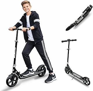 Kick Scooter for Kids Ages 6+, Teens & Adults, Adjustable Handlebars, Rear Brake, Big