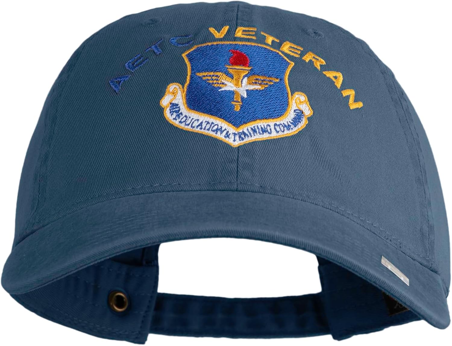 Air Education and Training Command Veteran Embroidered Washed Solid Pigment Dyed Cotton Twill Brass Buckle Cap
